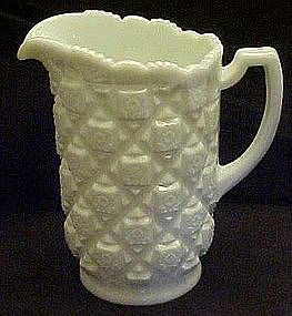 Westmoreland  milk glass Old Quilt 8 1/4" water pitcher