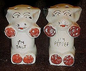 Mini Bonzo dog salt and pepper shakers, Rare size 1 7/8