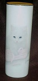 Otagiri white porcelain vase, kitten and ballet slipper