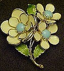 Enamel blue and white flower pin