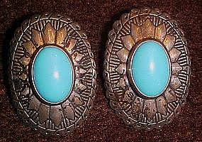 Southwestern style Sterling earrings with turquoise