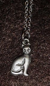 dainty pewter cat necklace