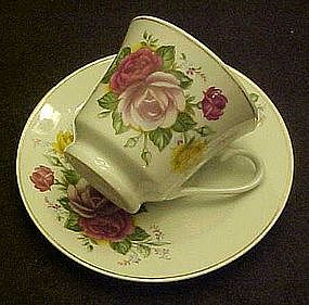 Roses decorated cup and saucer set