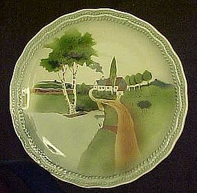 Antique Germany cabinet plate, Pastoral scenic