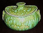 Eames era lime and turquoise drip covered casserole