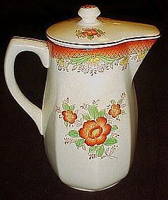 Mikori Ware lidded pitcher orange flowers