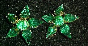 Emerald green  rhinestone scatter pin stars  duo