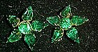 Emerald green  rhinestone scatter pin stars  duo