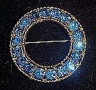 Stunning blue rhinestone circle pin