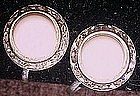 Vintage earrings, white center with rhinestones