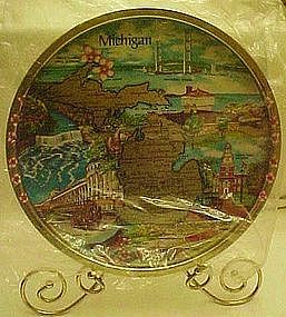 Metal state souvenir tray, Michigan, new old stock