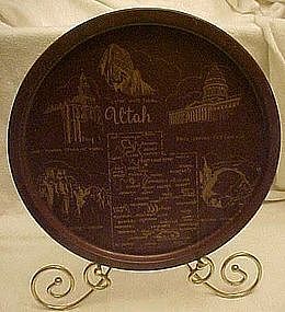 Metal souvenir state tray, Utah, new old stock