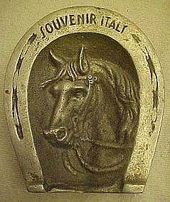 Vintage souvenir ashtray, horseshoe,horse, Italy
