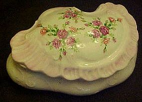 Hand painted porcelain vanity box with roses