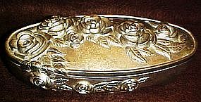 Godinger large velvet lined silver plate box with roses