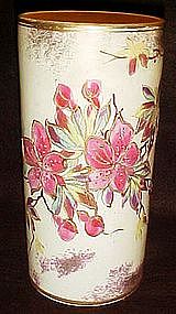 Antique Cylinder vase, fuschias or poinsettias