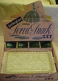 Anchor Hocking boxed snack set, forest green / crystal