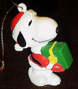 Snoopy Santa with gift  pvc Christmas ornament,