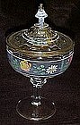 Vintage hand painted tall covered compote