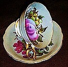 China cup and saucer set with hand painted fruit