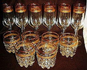 Elegant set of glass barware three sizes, service for 6