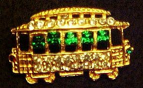 Rhinestone trolly car pin,