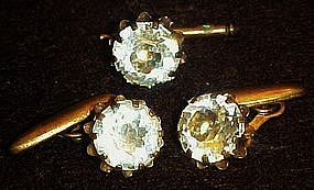 Vintage  rhinestone cuff links and tie bar set