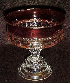 Tiffin Kings Crown ruby flashed  pedestal compote