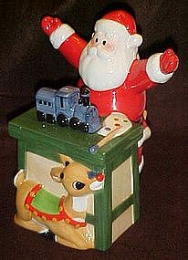 Lenox Santa and Rudolph, ceramic  Christmas treat jar