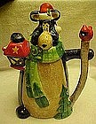 Whimsical  pitcher, woodland bear with lantern & staff