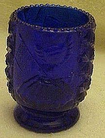 Cobalt blue Betsy Ross toothpick holder,daisy button