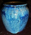 Heavy blue glaze pottery vase