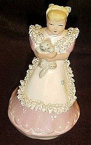 Vintage Kathy Lou figurine by Ynez, lady with cat