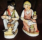 Old man & lady, hand painted bisque figures by Ardco