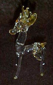 Hand blown miniature  crystal deer / reindeer