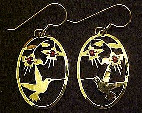 Hummingbird  earrings,  gold plated by Wild Bryd