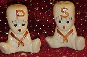 Vintage dough baby, pottery salt and pepper shakers