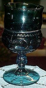 Indiana Kings crown 4 1/4" colonial blue wine glass