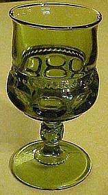 Indiana kings crown 4 1/4" green stemmed wine glass