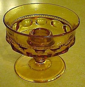 Tiffin kings crown amber / gold candleholder