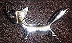 Silvertone fox pin with rhinestone eyes