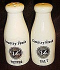 Country Fresh milk bottle s & p shakers, cows