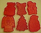 Set of 6 assorted  plastic Christmas cookie cutters