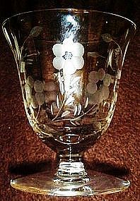 Set of vintage  floral etched crystal cocktail glasses