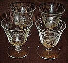 Set of vintage  floral etched crystal cocktail glasses