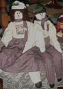 Snowman rag dolls, boy and girl