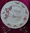 Vintage Happy Anniversary plate, bells and flowers