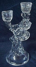 Glass cherub double candle holder