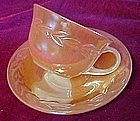 Fireking peach lustre laurel cup and saucer