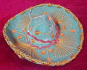 Vintage Mexican souvenir velvet sombrero  6"